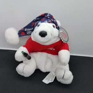 1997 Coca Cola Polar Bear Stuffed Animal Beanie Plush Christmas 6 inch